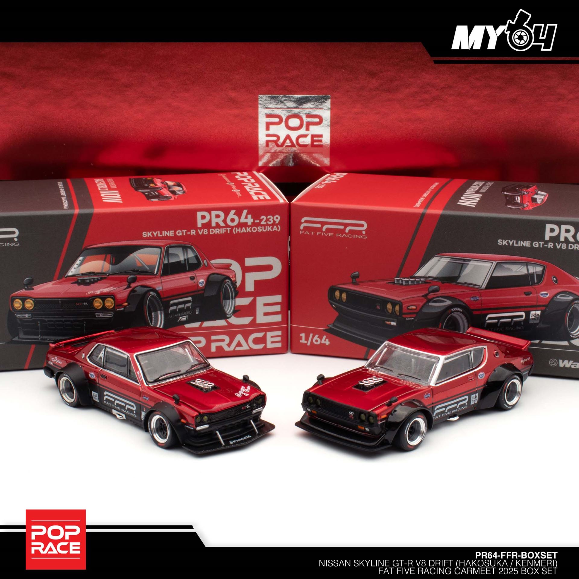 Nissan Skyline GT-R V8 Drift (Hakosuka / Kenmeri) Fat Five Racing Carmeet 2025 Box Set